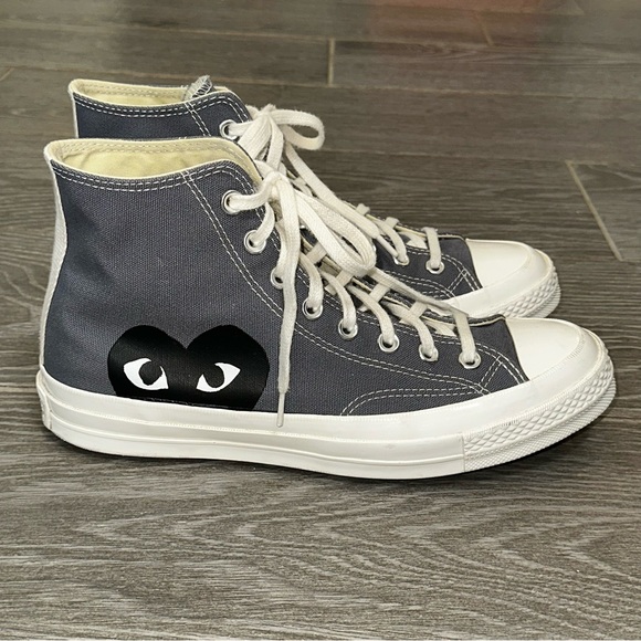 🛑SOLD - Converse X CDG Comme Des Garcons Play Chuck Taylor 70 Hi Steel Gray Men - Picture 7 of 16